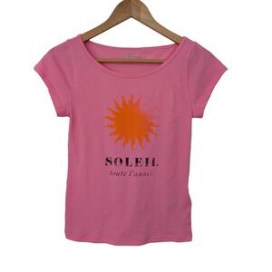 Feather‎ Jersey Soleil Graphic T-shirt Womens Size XS Pink NWT CK317